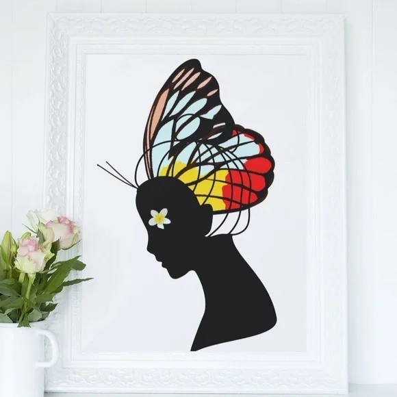 Abstract Wall Art Butterfly Girl Print Unframed - Picture 8 of 8